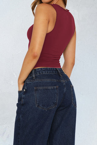 V-Neck Tank Top with Ruched Styling