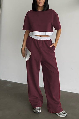 Casual Two-Piece Set with Cropped Top