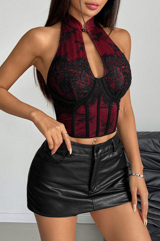 Lace Halter Neck Bustier Top