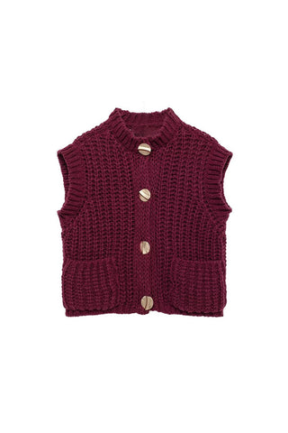 Chunky Knit Button Cardigan Vest