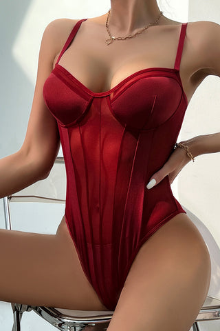 Strappy Sheer Panel Bodysuit