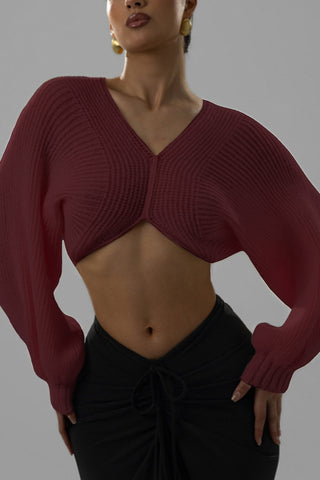 Cropped V-Neck Sweater