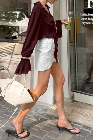 Ruffled V-Neck Blouse