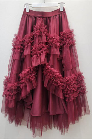 Layered Ruffle Midi Skirt