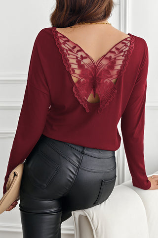 Lace Back Butterfly T-Shirt