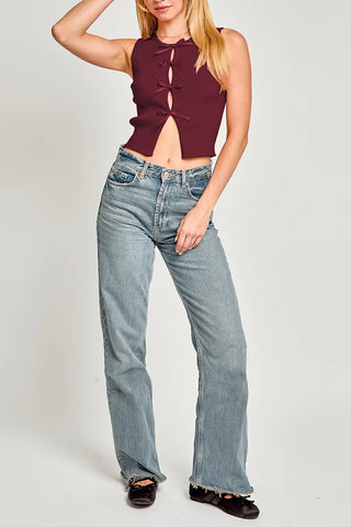 Lace-Up Ribbed Tank Top