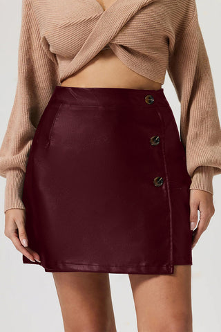 Button-Detail Mini Skirt