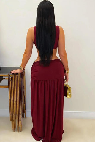 Cutout Detail Dress with High Slit