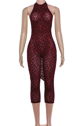 Halter Neck Leopard Print Jumpsuit
