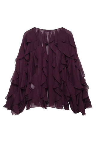 Ruffle-Front Blouse with Flowing Detail