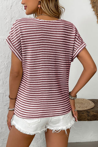 Striped Button-Front Casual Top