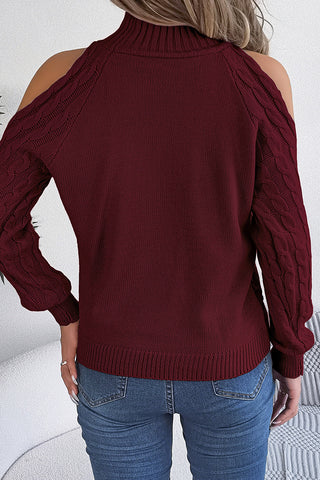Cutout Shoulder Cable Knit Sweater