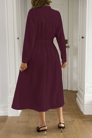 Long-Sleeve Midi Casual Dress