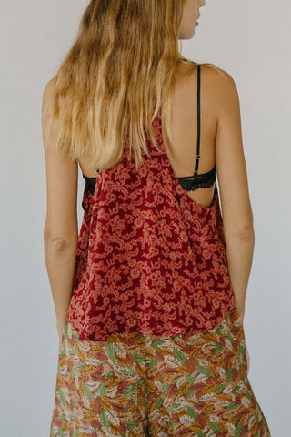 Printed Tank Top with Asymmetrical Hem