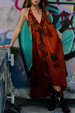 Halter Neck Bohemian Casual Dress