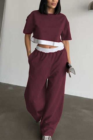 Casual Two-Piece Set with Cropped Top