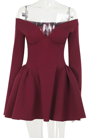 Off-Shoulder Flared Evening Dress