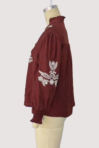 Patterned Button-Down Blouse