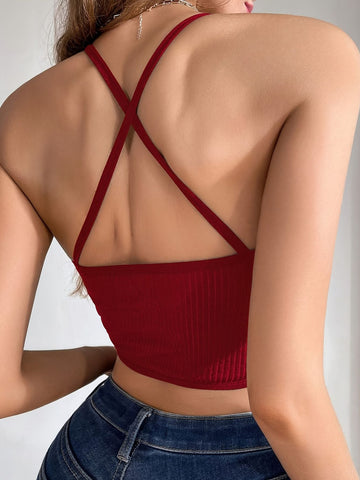 Strappy Mesh Panel Tank Top