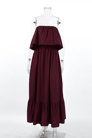 Strapless Ruffle Casual Dress