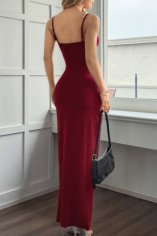 Scalloped Edge Bodycon Maxi Dress