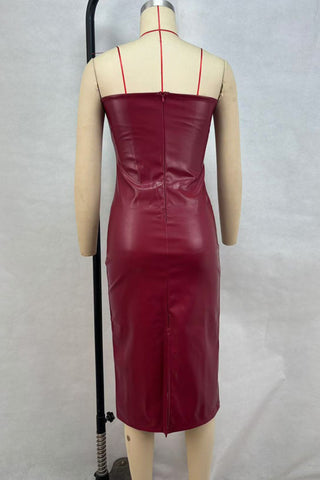 Strapless Midi Dress with Side Slit