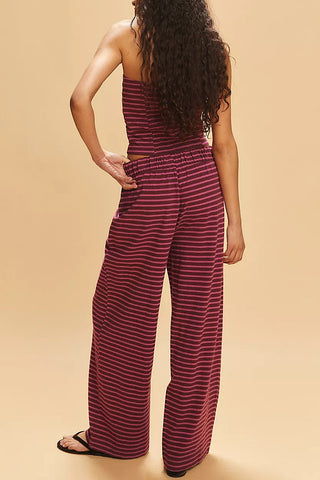 Strapless Striped Pants Set