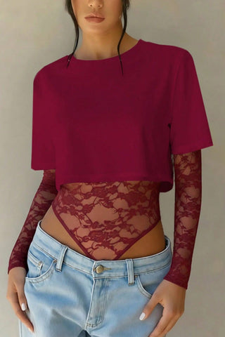 Lace Detail Long Sleeve Bodysuit