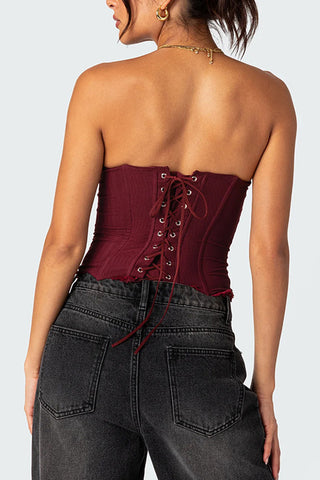 Strapless Mesh Bustier Top