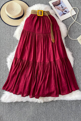 Tiered Maxi Skirt with Belt