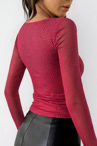Deep V-Neck Long Sleeve Top