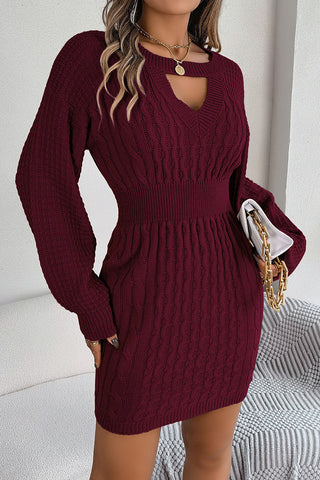 Elegant Knit Cutout Casual Dress