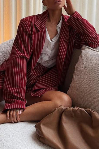 Striped Button-Front Short Set