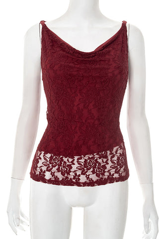 Lace Overlay Fitted Cami Top