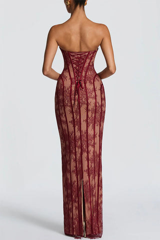 Strapless Sheer Evening Gown