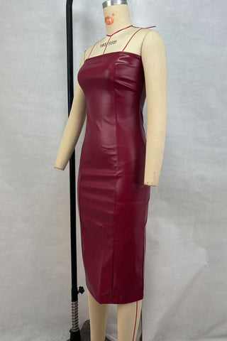 Strapless Midi Dress with Side Slit