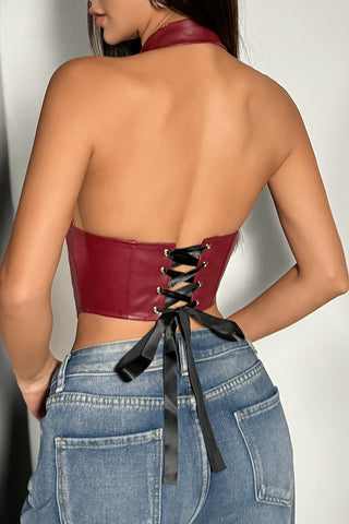 Trendy Halter Zip-Up Tank Top