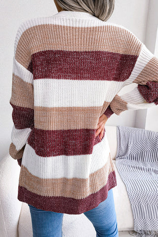 Striped Open-Front Cardigan