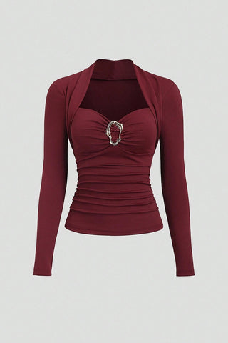Elegant Ruched Long-Sleeve Top