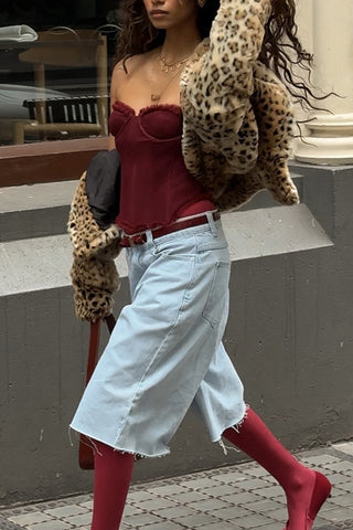 Strapless Mesh Bustier Top