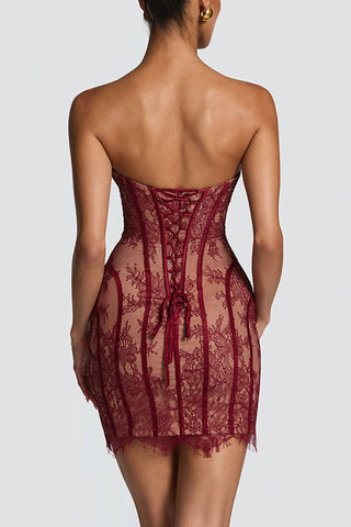 Strapless Lace Evening Dress