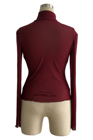 Sheer Turtleneck Long Sleeve Blouse
