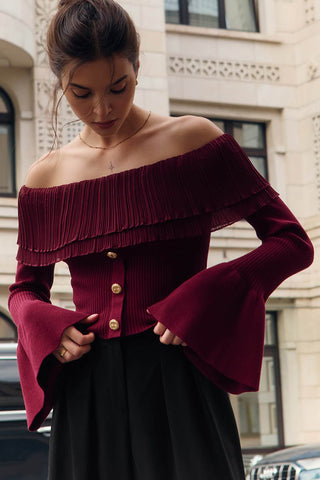 Off-Shoulder Buttoned Blouse