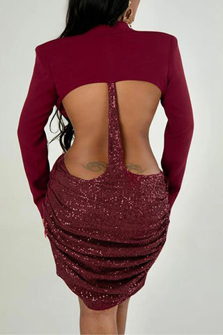Sequin Ruched Bodycon Dress