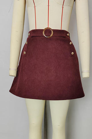 Button-Accent Mini Skirt