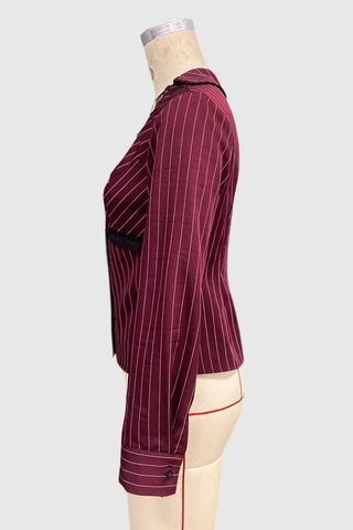 Button-Front Pinstripe Blouse