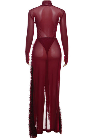 Elegant Skirt Set with Sheer Overlay
