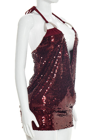 Plunging Sequin Night Out Dress