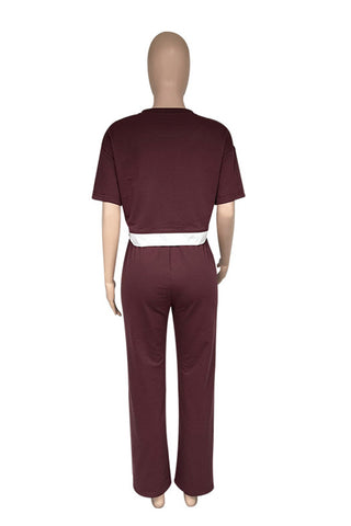 Casual Two-Piece Set with Cropped Top