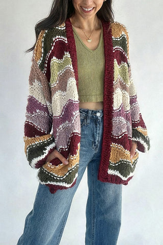 Oversized Chevron Knit Cardigan